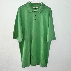 Men's Tommy Bahama Green Silk Cotton Blend Collared Polo Top Size Large